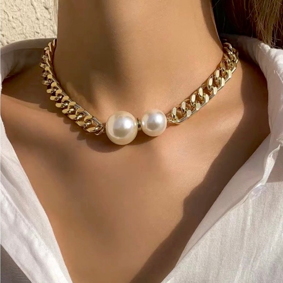 Zara 14K Gold Plated Pearl Choker Chain Necklace new with tags - Picture 5 of 9